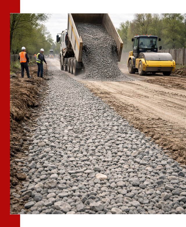 Доставка щебня для отсыпки дорог в Кронштадте высокого качества