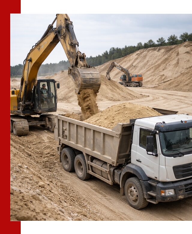 Доставка карьерного песка с самосвалами и разгрузкой в Кронштадте