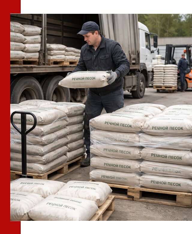 Речной песок в мешках с доставкой в Кронштадте