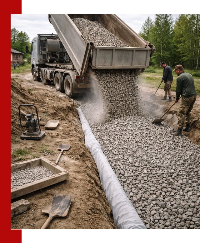 Гравий для дренажа с доставкой в Кронштадте качественный и недорогой