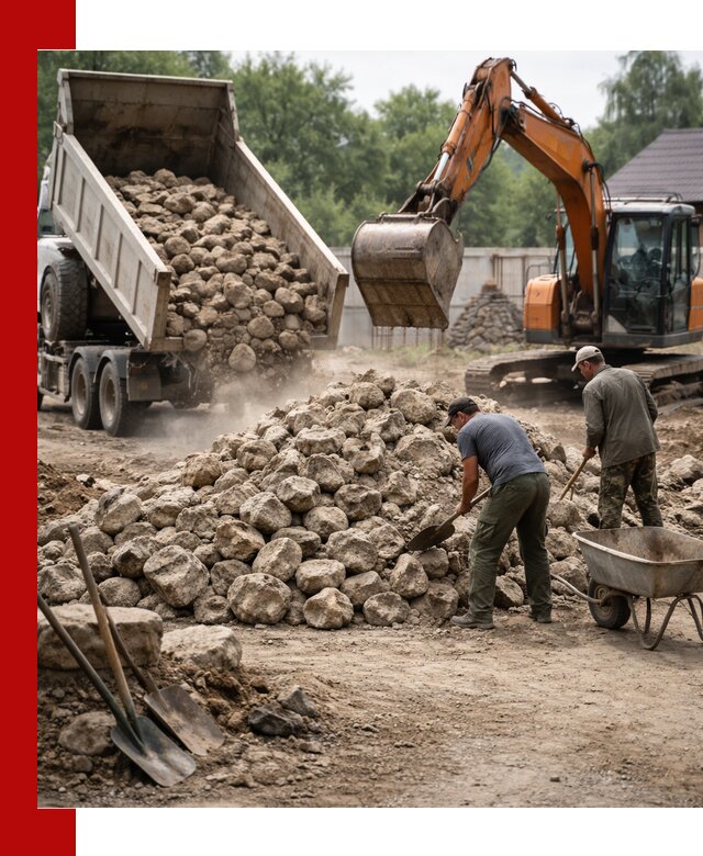 Доставка и разгрузка бутового камня в Кронштадте