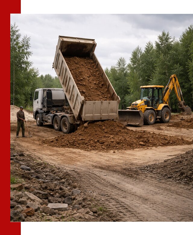 Доставка суглинка самосвалами в Кронштадте подсыпка и планировка