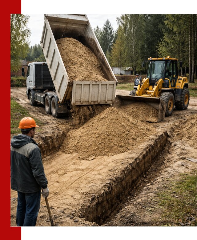 Доставка песчаного грунта в Кронштадте для строительных работ