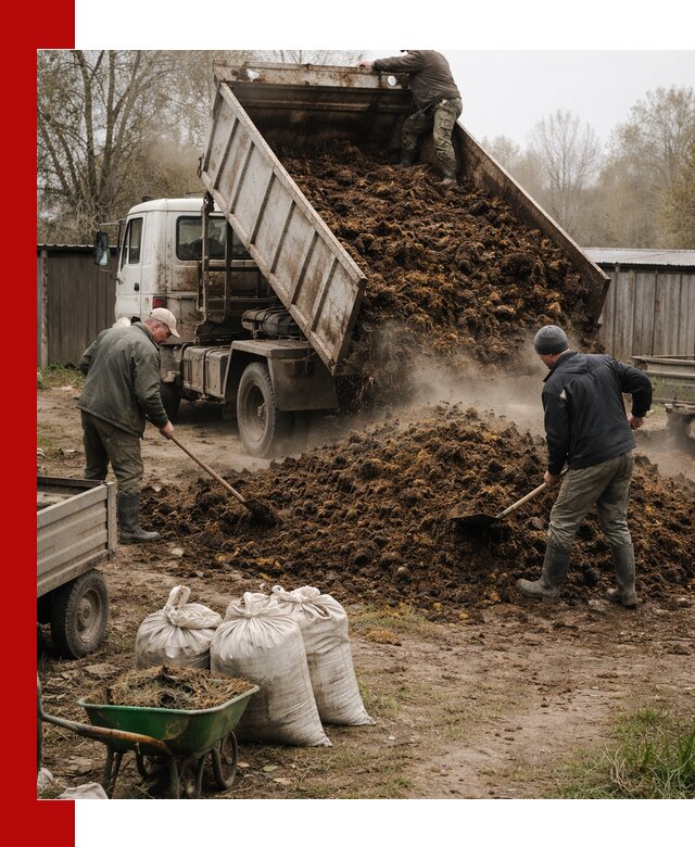 Доставка коровьего навоза самосвалом в Кронштадте