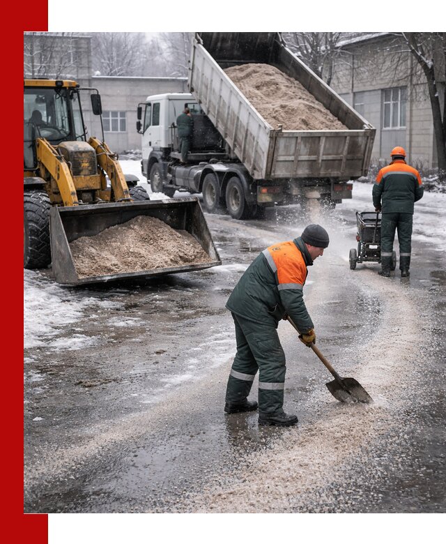 Реагент против гололеда с доставкой и нанесением в Кронштадте