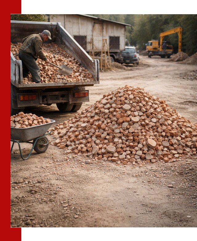 Доставка и подушка из боя кирпича с разгрузкой в Кронштадте