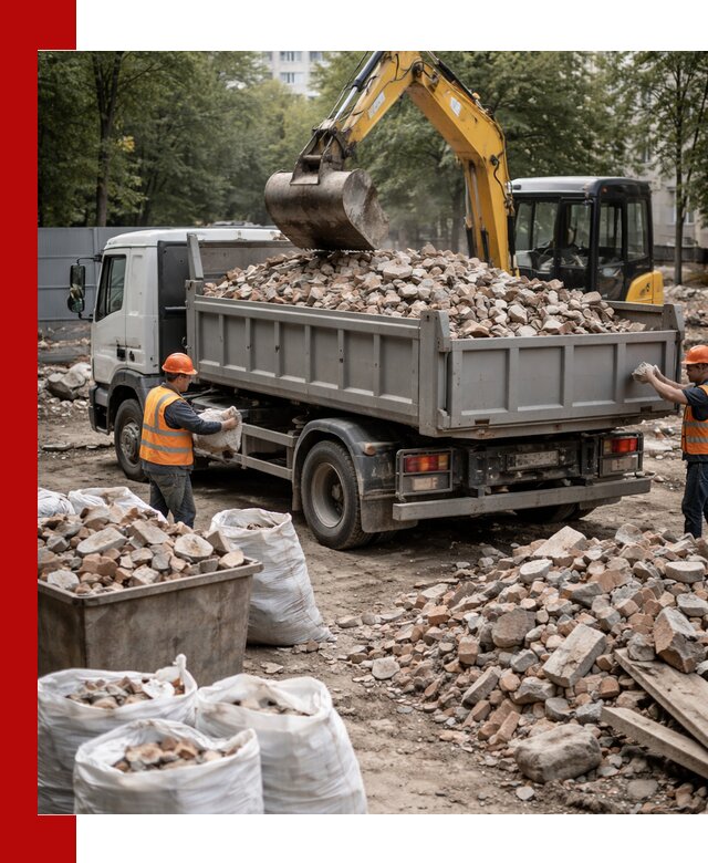 Вывоз строительного мусора в Кронштадте с самосвалами и контейнерами
